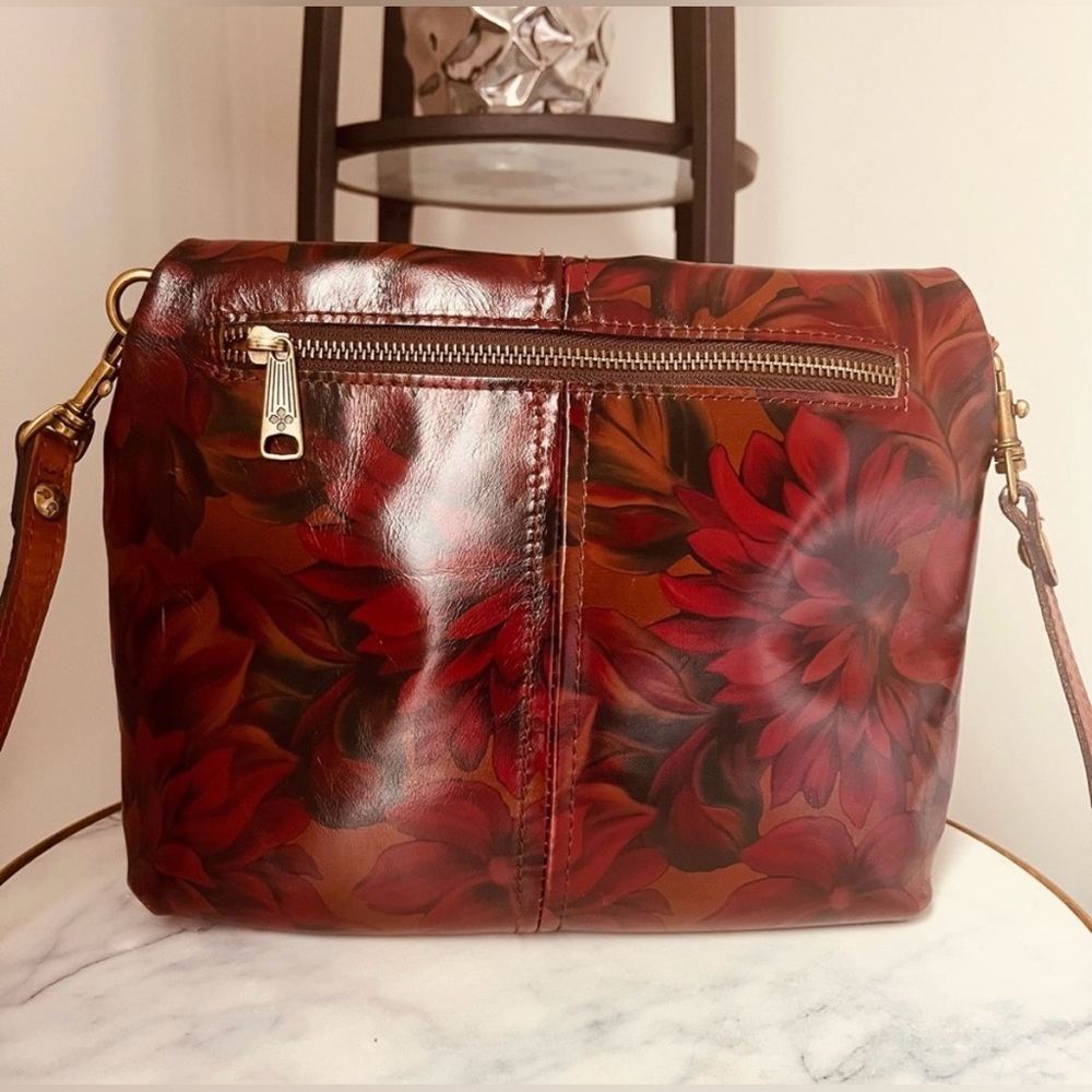 Patricia Nash Burgundy and Chestnut Floral Crossbody Bag - Picture 2 of 7